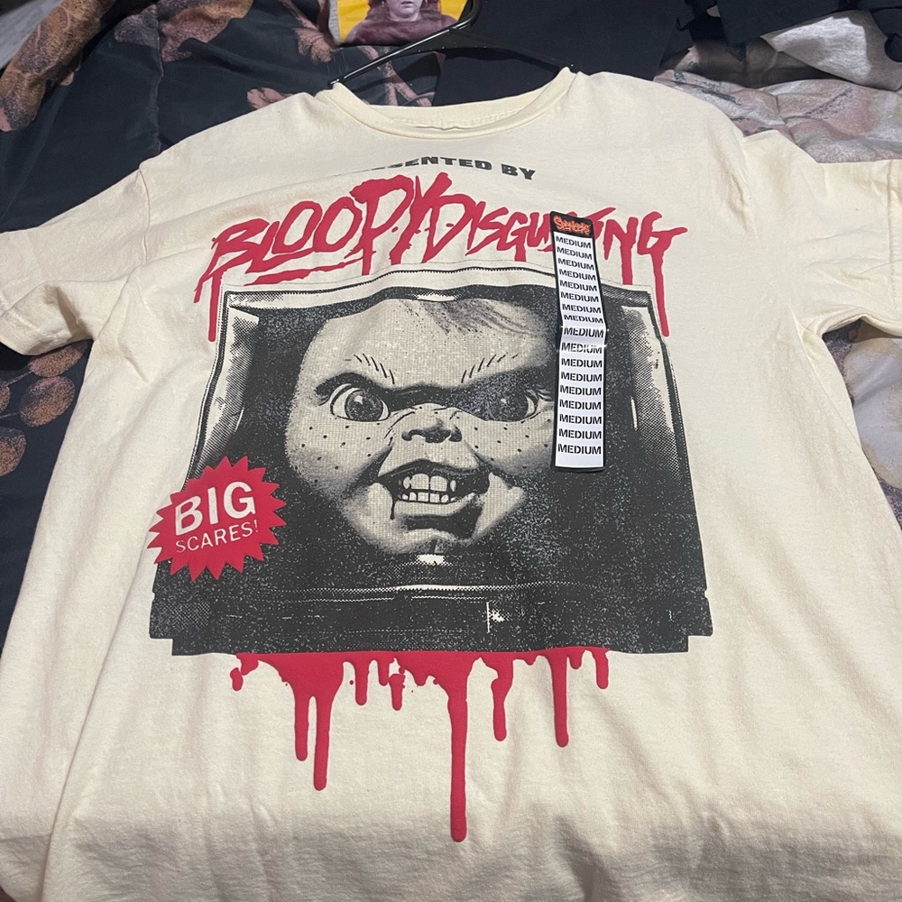 Cream Graphic T-Shirt with Horror Design